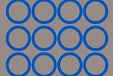 Grey graphical element with blue circles